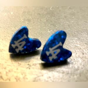 Women’s Blue Heart 💙 Pierced Earrings with LA Dodgers Logo